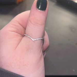 simple silver ring with gems